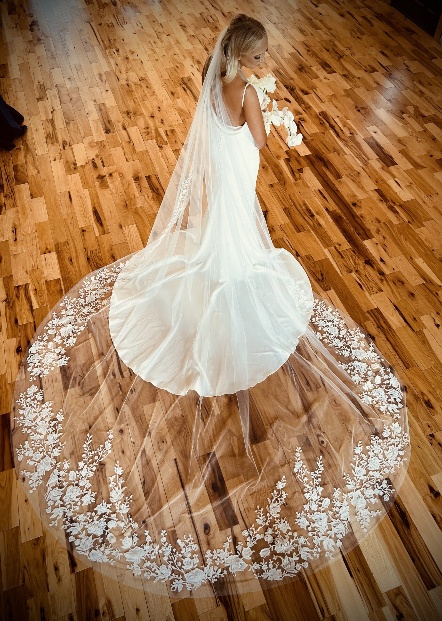 bride in elegant wedding dress